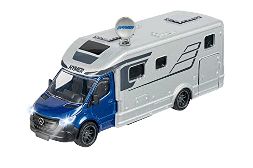 MAJORETTE - Grand Series Caravana Camper HYMER Clase B MasterLine, 19cm, Escala 1:43, Fabricado en Metal y Plástico, Luz y Sonido (213773000)