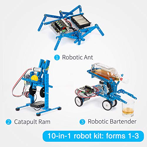Makeblock mBot Ultimate Robot Transformable 10 en 1, Juguete Stem, Más de 160 Piezas Módulos Mecánicos, Placa Base MegaPi, Robot Programable Control Remoto Compatible con Arduino y Scratch