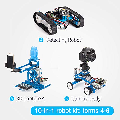 Makeblock mBot Ultimate Robot Transformable 10 en 1, Juguete Stem, Más de 160 Piezas Módulos Mecánicos, Placa Base MegaPi, Robot Programable Control Remoto Compatible con Arduino y Scratch