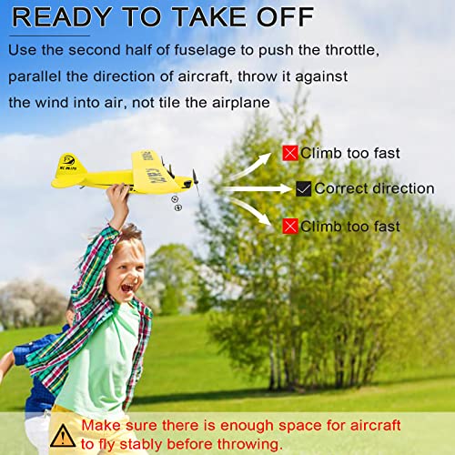 Makerfire Avión RC FX-803 2,4 GHz RTF 2CH Incorporado 6 Ejes Giro teledirigido avión, EPP Control Remoto avión Glider Fácil de Volar para Principiantes Adultos niños (Amarillo)