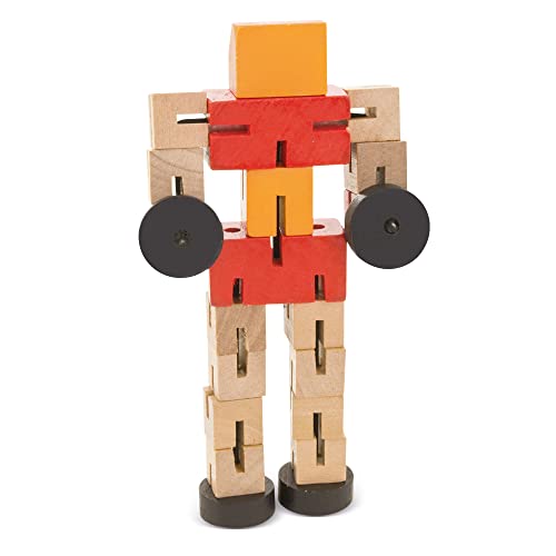 makio Juego de Habilidad de Madera para los más Creativos (Tamaño Pequeño/Viaje). Juego Habilidad Robot Transformer presentado en Caja Regalo.
