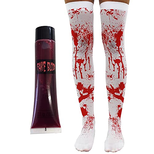 manchado de sangre Medias & Imitación Sangre TUBO Zombi Colegiala Disfraz de Halloween