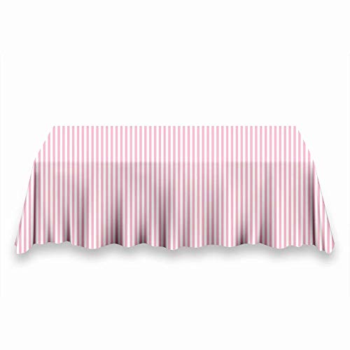 Mantel de poliéster con rayas rosas y blancas para fiestas de cumpleaños y baby shower, conciso, rectangular, para picnic, fiesta 商品名称