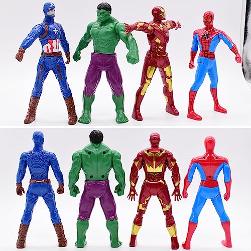 Marvel Avengers Figura De Acción, Popular Anime Modelo,Hulk, Spider, Iron Man y Capitán América Set de 4 Figuras Muñeca Coleccionable Juguetedecoración