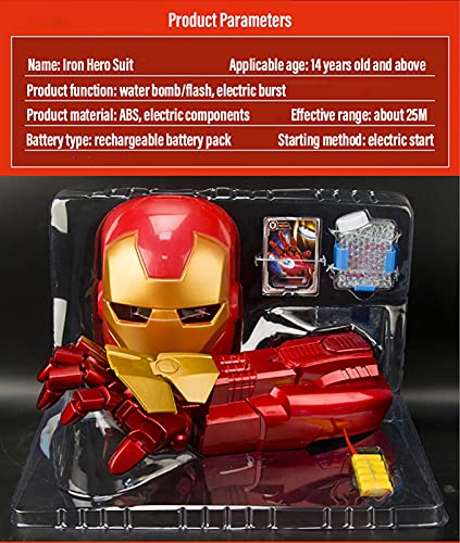 Marvel Avengers Iron Man-Lanzador de Bombas de Agua Juguete Sonido y Luz Robot Brazo Juego de Rol Mejor Regalo para Niños (con Máscara) A