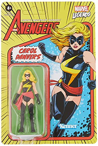 Marvel Figura de acción Coleccionable de Carol Danvers de Retro 375 de 9,5 cm de Hasbro Legends Series