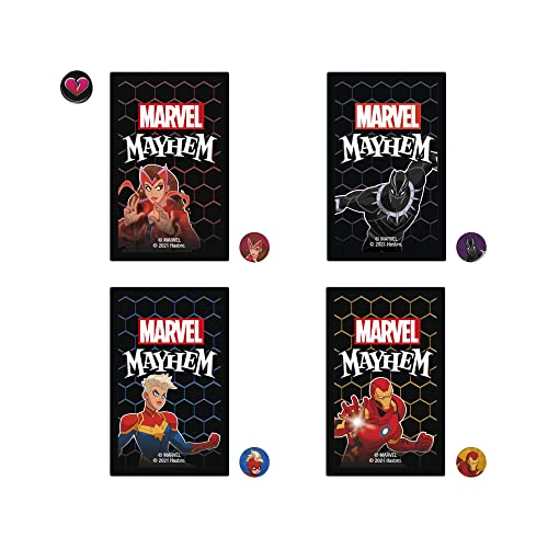 Marvel Mayhem juego de cartas, con Marvel Super Heroes, divertido juego para fanáticos de Marvel a partir de 8 años, rápido y fácil de aprender juego para 2-4 jugadores
