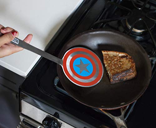 Marvel Spatula: Metal: Coloured Captain America Shield, Stainless Steel, Grey, 32.3 x 11.5 x 5 cm