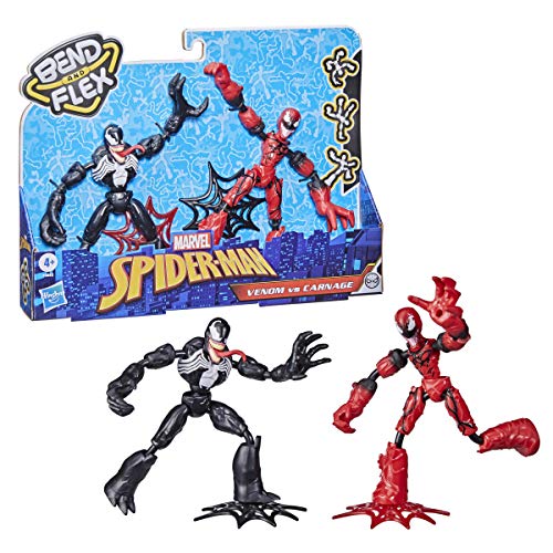 Marvel Spider-Man Bend and Flex Venom Vs. Carnage Figura de acción Juguetes, Figuras Flexibles de 6 Pulgadas, para niños a Partir de 4 años