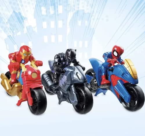 Marvel Super Hero Adventures Iron Man, Black Panther & Spider-Man Exclusivo Figura de acción y vehículo, 3 Unidades (Paquete de 1), 2340432