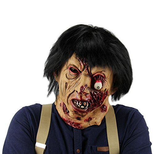 Máscara de látex Zombie para Halloween con pelo para adultos, máscaras de decoración de disfraces espeluznantes