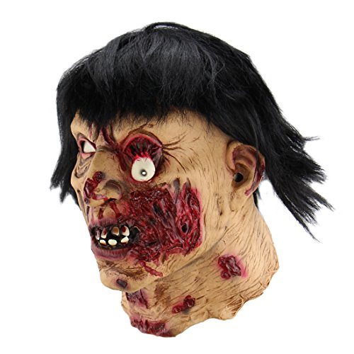Máscara de látex Zombie para Halloween con pelo para adultos, máscaras de decoración de disfraces espeluznantes