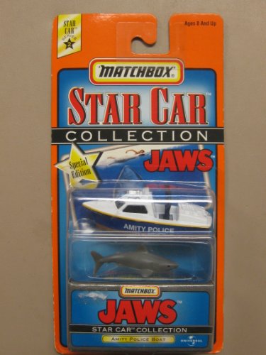 Matchbox Star Car Collection - Series 2 - Jaws (Movie) - Special Edition - Amity Police Boat w/shark replicas by Matchbox