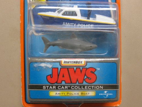 Matchbox Star Car Collection - Series 2 - Jaws (Movie) - Special Edition - Amity Police Boat w/shark replicas by Matchbox
