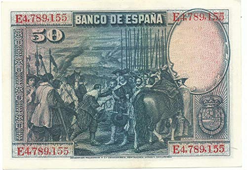 MATIDIA España Billete Original 50 Pesetas 1928 Velázquez