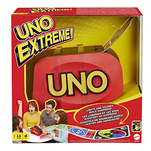 Mattel Games - Pack 2 Juegos de Mesa - UNO Extreme (GXY75) + UNO Flex (HMY99) Juego de Cartas con Lanzador, Luces y Sonidos. Juego de Cartas con Cartas Que Permiten Cambiar el Color. +7 años