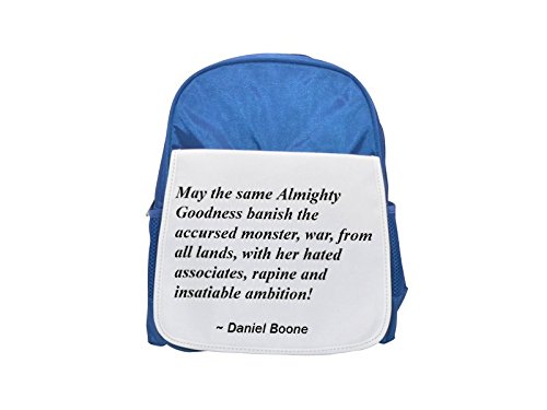 May the same Almighty Goodness banish the accursed monster, war, from all lands, with her hated associates, rapine and insatiable ambition! printed kid's blue backpack, Cute backpacks, cute small back