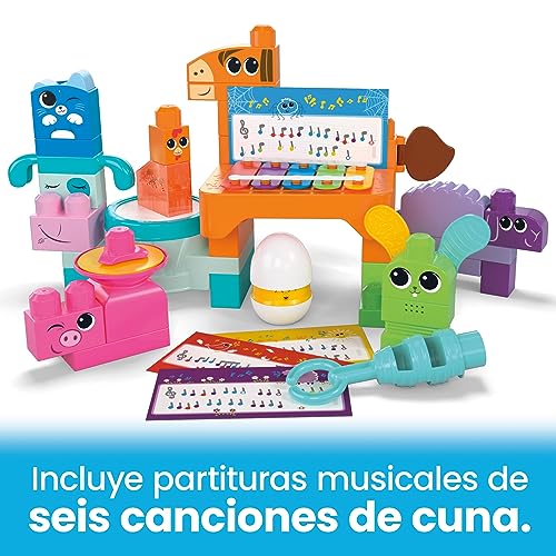 MEGA Bloks Banda granja musical 45 bloques sensoriales de construcción, juguete +1 año (Mattel HPB46)