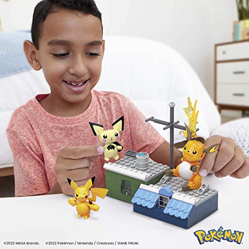 MEGA Pokémon Evoluciones de Pikachu Pack 3 figuras (Pichu, Pikachu y Raichu) Bloques de construcción, juguete +7 años (Mattel HKT23)