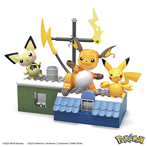 MEGA Pokémon Evoluciones de Pikachu Pack 3 figuras (Pichu, Pikachu y Raichu) Bloques de construcción, juguete +7 años (Mattel HKT23)