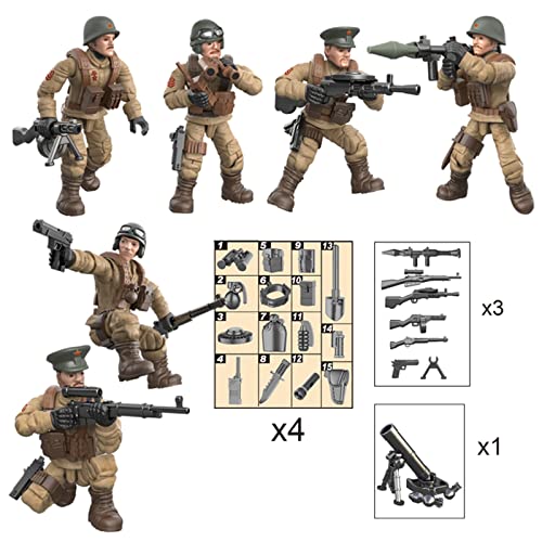 MEIEST 6 minifiguras de acción de la Segunda Guerra Mundial, bloques de construcción del ejército, juguetes con múltiples armas militares, accesorios para fiestas, regalos para invitados (ejército