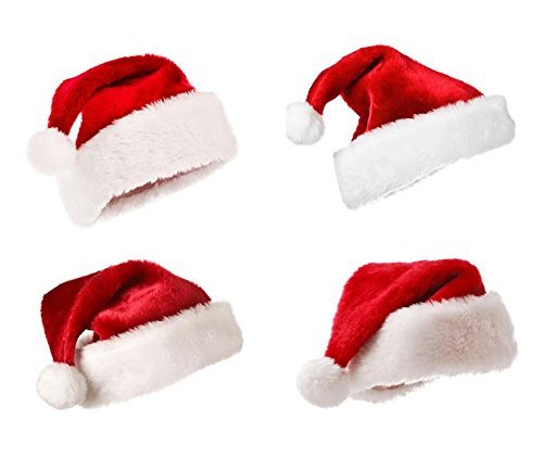 Meioro Gorro de Navidad Sombrero de Santa Claus Niño Adulto Fiesta Suministros Navidad Rojo Peluche Gorro Sombrero de Navidad Adornos de Navidad Sombreros de Navidad (S, 1pc)