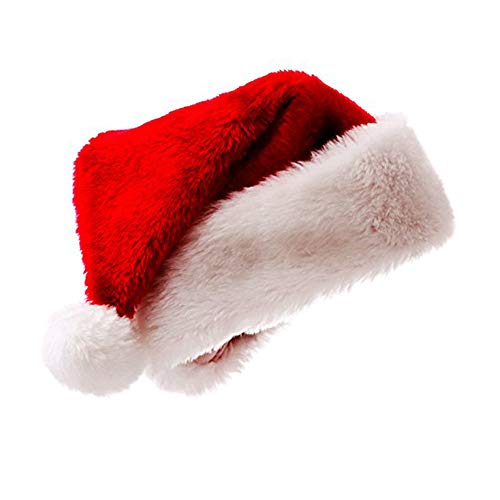 Meioro Gorro de Navidad Sombrero de Santa Claus Niño Adulto Fiesta Suministros Navidad Rojo Peluche Gorro Sombrero de Navidad Adornos de Navidad Sombreros de Navidad (S, 1pc)