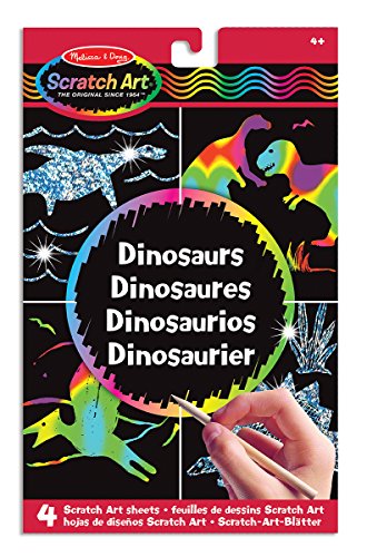 Melissa & Doug- Scratch Art Dinosaur Dinosaurios Hojas de Diseños, Multicolor, 14 x 14 x 1.9 cm (15917)