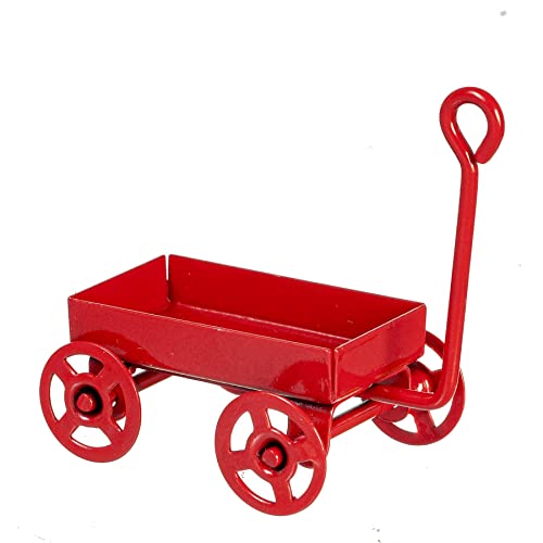 Melody Jane Carro de muñecas con carro rojo en miniatura para jardín o playa, accesorio escala 1:12
