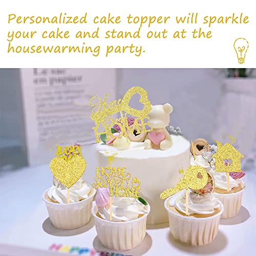 MEZHEN Sweet Home Decoracion Tarta Glitter Pastel Toppers Brillantina Cupcake Toppers Cake Estreno de una Casa Deco