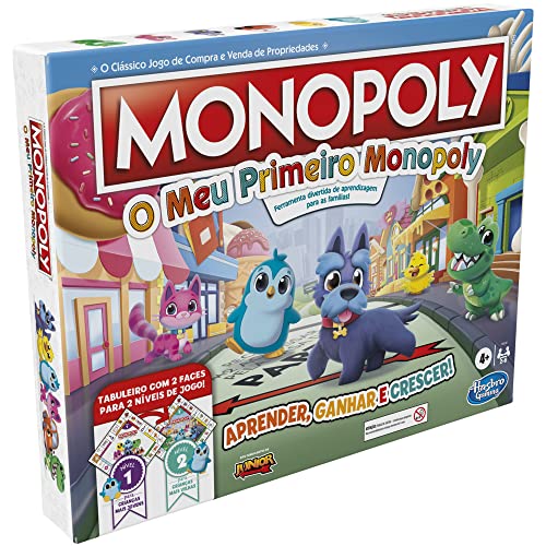 Mi Primer Monopoly - Juego de Mesa para niños a Partir de 4 años - 2 Juegos en 1: Tablero de 2 Caras (Lengua Portuguesa)