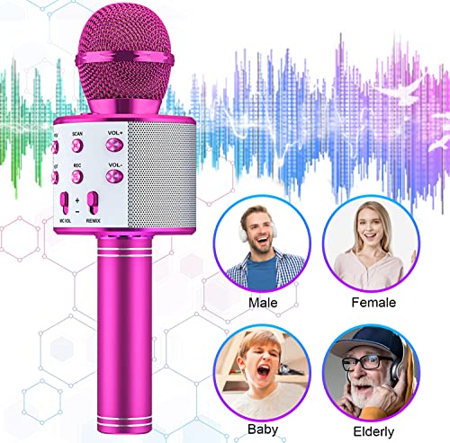 MicróFono Karaoke,Microfono NiñA InaláMbrico Karaoke Bluetooth PortáTil Con Altavoz Para NiñOs Canta Partido Musica, MicróFono Karaoke Bluetooth Compatible Con Android/Ios Pc, TeléFono Inteligente