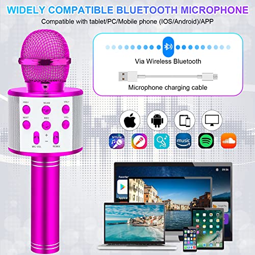 MicróFono Karaoke,Microfono NiñA InaláMbrico Karaoke Bluetooth PortáTil Con Altavoz Para NiñOs Canta Partido Musica, MicróFono Karaoke Bluetooth Compatible Con Android/Ios Pc, TeléFono Inteligente
