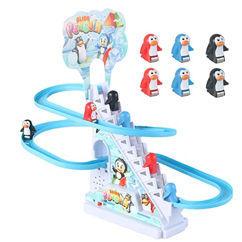 Milageto Juego de Carreras de pingüinos, escaleras de Juguete de pingüino pequeño, Juego de tobogán de pingüino pequeño, Juguete Divertido para Subir escaleras