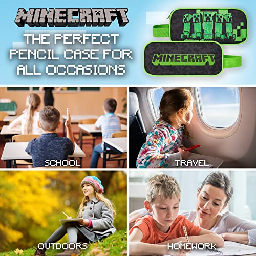 Minecraft Estuche Escolar Niño, Material Escolar, Estuches Escolares 21 cm, Regalos Cumpleaños Niños Colegio (Negro)
