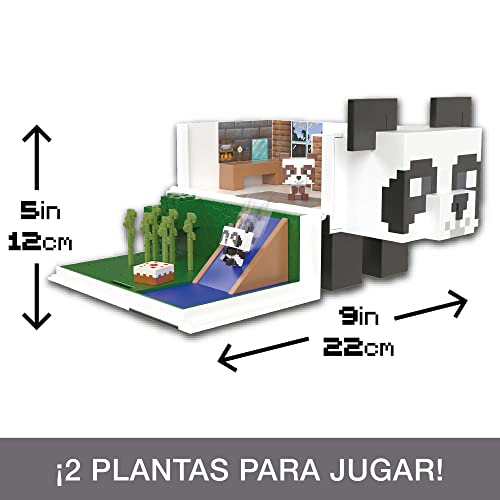 Minecraft Mob Head Minis Casa de juegos panda Set de juego para figuras de acción pequeñas, juguete +6 años (Mattel HLL25)