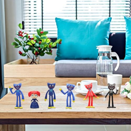 Mini Figuras de Poppy, Poppy Cake Topper, 6 Piezas Anime Modelo Figuras, Cupcake Topper Figuras, Decoración Tarta Niños, Fiesta de cumpleaños Pastel Decoración Suministros