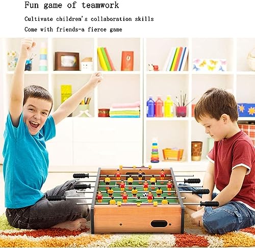 Mini Futbolín de Mesa, fútbol de Mesa portátil para Adultos y niños. Tablero MDF. 18 Jugadores. Color Verde/marrón. 48,5 x 21 x 7 cm (Largo x Ancho x Alto)