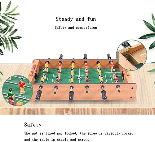Mini Futbolín de Mesa, fútbol de Mesa portátil para Adultos y niños. Tablero MDF. 18 Jugadores. Color Verde/marrón. 48,5 x 21 x 7 cm (Largo x Ancho x Alto)