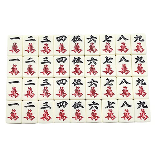 Mini Mahjong chino, juego de Mahjong de color beige, juego completo de Mahjong de 6,13,71,96 pulgadas Juego de Mahjong de viaje 2 fichas de Mahjong de reserva + 2 dados para juegos de fiesta para ad