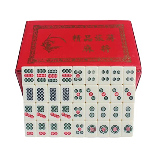 Mini Mahjong con Caja - Mahjong Chino Tradicional, Majiang Portátil con 144 Fichas Numeradas, Mahjong Chino, para El Hogar O Los Viajes, Ligero