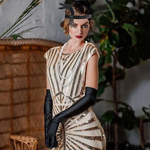 MIVAIUN 3 Piezas Accesorios de Tocado Gatsby Flapper de los Años 20 que Diadema Collar Para Disfraces de Fiesta y Baile de Graduación Feminine Age Theme Set（Juego de 3 Piezas