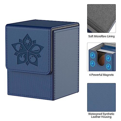 MIXPOET Deck Box Compatible con Cartas MTG, Caja Cartas Se Adapta an Hasta 110 TCG Tarjeta, Incluye 2 Card Dividers por Deck Holder Case - Azul