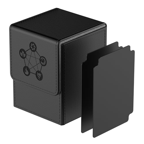MIXPOET Deck Box Compatible con Cartas MTG, Incluye 2 Card Dividers por Deck Holder Case, Caja Cartas Se Adapta an hasta 110 TCG Tarjeta - Pentagrama (Negro)