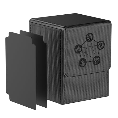 MIXPOET Deck Box Compatible con Cartas MTG, Incluye 2 Card Dividers por Deck Holder Case, Caja Cartas Se Adapta an hasta 110 TCG Tarjeta - Pentagrama (Negro)