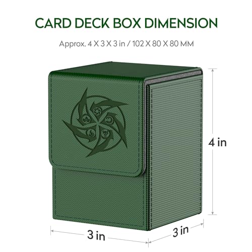 MIXPOET Deck Box Compatible con Cartas MTG, Incluye 2 Card Dividers por Deck Holder Case, Caja Cartas Se Adapta an hasta 110 TCG Tarjeta - Whirlpool (Verde)