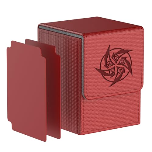 MIXPOET Deck Box Compatible con Cartas MTG, Incluye 2 Card Dividers por Deck Holder Case, Caja Cartas Se Adapta an hasta 110 TCG Tarjeta - Whirlpool (Rojo)