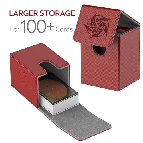 MIXPOET Deck Box Compatible con Cartas MTG, Incluye 2 Card Dividers por Deck Holder Case, Caja Cartas Se Adapta an hasta 110 TCG Tarjeta - Whirlpool (Rojo)