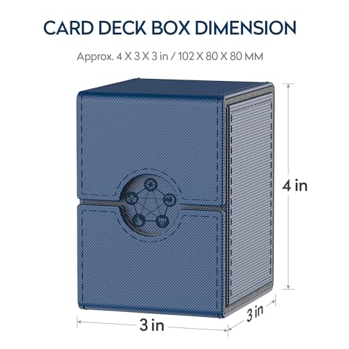 MIXPOET Estuche para Cartas Magic MTG, Deck Box, Magnetic Flip Box con 2 Divider, Caja Cartas Se Adapta an hasta 110 TCG Tarjeta - Azul