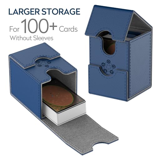 MIXPOET Estuche para Cartas Magic MTG, Deck Box, Magnetic Flip Box con 2 Divider, Caja Cartas Se Adapta an hasta 110 TCG Tarjeta - Azul